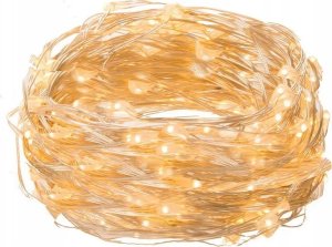 Dekoracja świąteczna Bulinex Lampki druciki 100 led na baterie biały ciepły 3x aa 10m 1