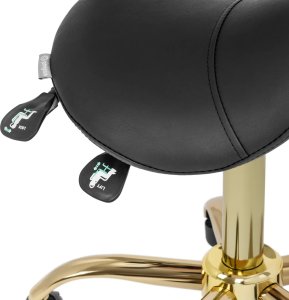 Physa Krzesło kosmetyczne siodłowe z oparciem regulowane MANNHEIM czarno-złote Krzesło kosmetyczne siodłowe z oparciem regulowane MANNHEIM czarno-złote 3