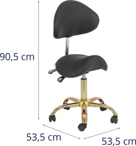 Physa Krzesło kosmetyczne siodłowe z oparciem regulowane MANNHEIM czarno-złote Krzesło kosmetyczne siodłowe z oparciem regulowane MANNHEIM czarno-złote 8