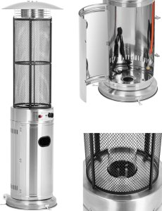 Uniprodo Lampa grzewcza promiennik ciepła gazowy tarasowy 11 kW 182 cm - srebrny Lampa grzewcza promiennik ciepła gazowy tarasowy 11 kW 182 cm - srebrny 1