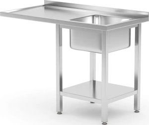 Hendi Zlew gastronomiczny z półką blatem na zmywarkę lodówkę 120 x 70 x 85 cm - PRAWY Zlew gastronomiczny z półką blatem na zmywarkę lodówkę 120 x 70 x 85 cm - prawy 1