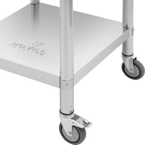 Royal Catering Stół blat roboczy na kółkach z rantem 2 poziomy 60 x 60 cm STAL do 120 kg Stół blat roboczy na kółkach z rantem 2 poziomy 60 x 60 cm STAL do 120 kg 5