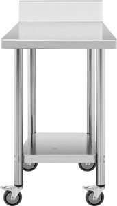 Royal Catering Stół blat roboczy na kółkach z rantem 2 poziomy 60 x 60 cm STAL do 120 kg Stół blat roboczy na kółkach z rantem 2 poziomy 60 x 60 cm STAL do 120 kg 6