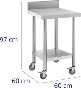 Royal Catering Stół blat roboczy na kółkach z rantem 2 poziomy 60 x 60 cm STAL do 120 kg Stół blat roboczy na kółkach z rantem 2 poziomy 60 x 60 cm STAL do 120 kg 7