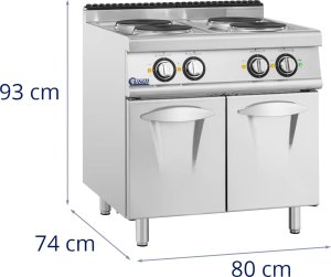 Royal Catering Kuchnia elektryczna wolnostojąca z szafką 4 pola grzewcze 10.4 kW 400 V Kuchnia elektryczna wolnostojąca z szafką 4 pola grzewcze 10.4 kW 400 V 6