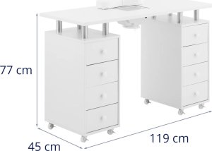 Physa Biurko kosmetyczne do manicure z pochłaniaczem 8 szuflad 119 x 45 x 77 cm Biurko kosmetyczne do manicure z pochłaniaczem 8 szuflad 119 x 45 x 77 cm 6