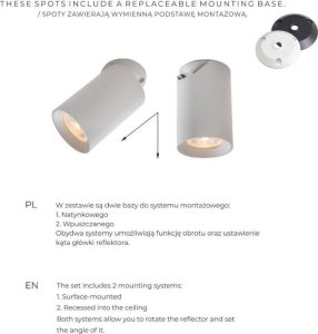 Zumaline Lampa reflektor spot na 2 sposoby montażu TORE TLS006-WH Zuma Line 2