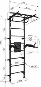 Gamma Drabinka gimnastyczna Gamma Workout Grand z drążkiem i poręczami 3