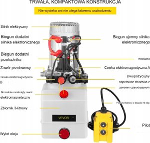 Vevor Dwustronna Pompa Hydrauliczna Agregat do Przyczepy Wywrotki 3