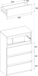 Stiv-Meble KOMODA Z SZUFLADAMI CZARNA DĄB WOTAN 60CM POJEMNA SZAFKA RTV 4SZUFLADY LOFT 3