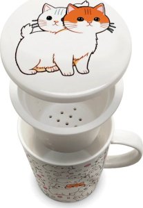 Kubek do herbaty z filtrem, porcelanowy Kotki 300ml - Royal Tea 2