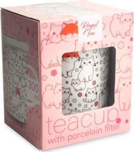 Kubek do herbaty z filtrem, porcelanowy Kotki 300ml - Royal Tea 3