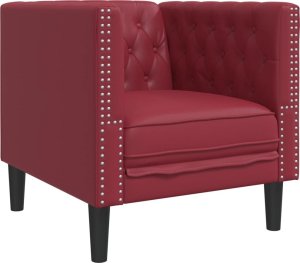 vidaXL vidaXL Fotel Chesterfield, winna czerwień, tapicerowany sztuczną skórą 2