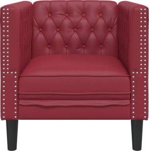 vidaXL vidaXL Fotel Chesterfield, winna czerwień, tapicerowany sztuczną skórą 4