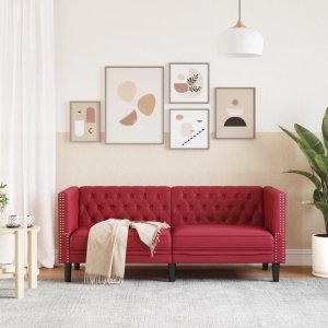 vidaXL vidaXL Sofa Chesterfield, 2-os., bordowa, tapicerowana sztuczną skórą 3