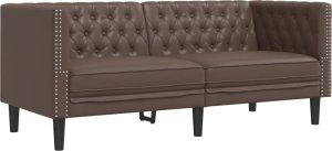 vidaXL Sofa Chesterfield, 2-os., brązowa, tapicerowana sztuczną skórą 2