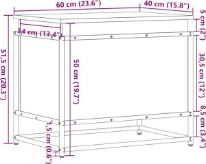 vidaXL Skrzynia z pokrywą, przydymiony dąb, 60x40x51,5 cm 10
