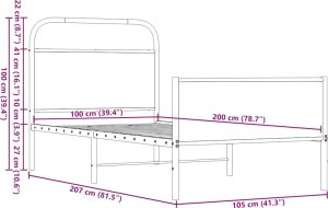 vidaXL vidaXL Łóżko bez materaca, 100x200 cm, brązowy dąb 9