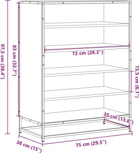 vidaXL Szafka na buty, przydymiony dąb, 75x38x97,5 cm 9