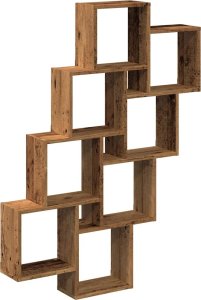 vidaXL vidaXL Półka ścienna w formie kostek, stare drewno, 90x15x119,5 cm 2