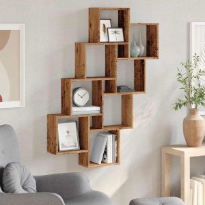 vidaXL vidaXL Półka ścienna w formie kostek, stare drewno, 90x15x119,5 cm 3
