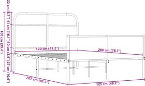 vidaXL vidaXL Łóżko bez materaca, 120x200 cm, brązowy dąb 9