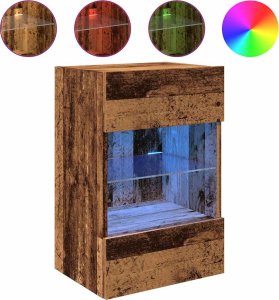 vidaXL vidaXL Ścienne szafki TV z LED, 2 szt., stare drewno, 40x30x60,5 cm 5