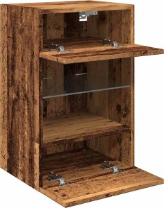 vidaXL vidaXL Ścienne szafki TV z LED, 2 szt., stare drewno, 40x30x60,5 cm 8