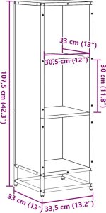 vidaXL vidaXL Regał na książki, dąb sonoma, 33,5x33x107,5 cm 9