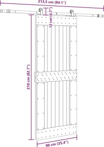 vidaXL vidaXL Drzwi przesuwne z osprzętem, 90x210 cm, lite drewno sosnowe 8
