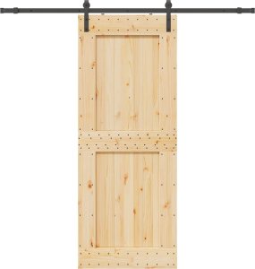 vidaXL vidaXL Drzwi przesuwne z osprzętem, 90x210 cm, lite drewno sosnowe 1