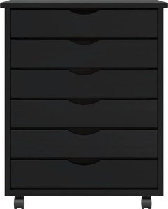 vidaXL vidaXL Szafka na kółkach MOSS, z szufladami, czarna, sosna 3