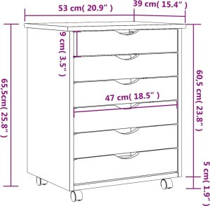 vidaXL vidaXL Szafka na kółkach MOSS, z szufladami, czarna, sosna 9