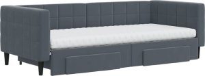vidaXL vidaXL Sofa rozsuwana z szufladami, ciemnoszara, 90x200 cm, aksamit 3