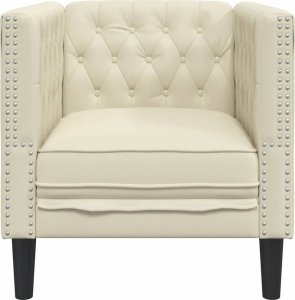 vidaXL vidaXL Fotel Chesterfield, kremowy, tapicerowany sztuczną skórą 4