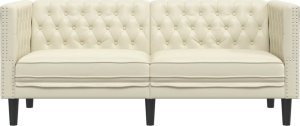vidaXL vidaXL Sofa Chesterfield, 2-os., kremowa, tapicerowana sztuczną skórą 4