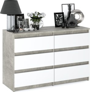 Stiv-Meble Szafka Rtv Komoda Z Szufladami Beton Biały Mat 100 CM 6 Szuflad Nowoczesna 5