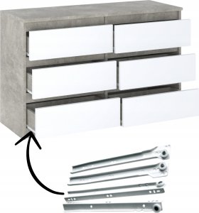 Stiv-Meble Szafka Rtv Komoda Z Szufladami Beton Biały Mat 100 CM 6 Szuflad Nowoczesna 7