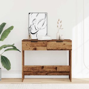 vidaXL Stolik konsolowy, stare drewno, 90x36x75 cm 3