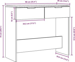 vidaXL Stolik konsolowy, stare drewno, 90x36x75 cm 10