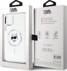 Karl Lagerfeld Karl Lagerfeld KLHMN61HLSCHH iPhone 11    / Xr 6.1" biały/white hardcase IML Metal Choupette Head MagSafe 8