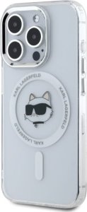 Karl Lagerfeld Karl Lagerfeld KLHMP15LHLSCHH iPhone 15   Pro 6.1" biały/white hardcase IML Metal Choupette Head MagSafe 2