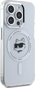 Karl Lagerfeld Karl Lagerfeld KLHMP15LHLSCHH iPhone 15   Pro 6.1" biały/white hardcase IML Metal Choupette Head MagSafe 4
