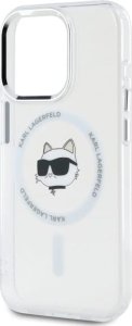 Karl Lagerfeld Karl Lagerfeld KLHMP15LHLSCHH iPhone 15   Pro 6.1" biały/white hardcase IML Metal Choupette Head MagSafe 6