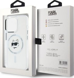 Karl Lagerfeld Karl Lagerfeld KLHMP15LHLSCHH iPhone 15   Pro 6.1" biały/white hardcase IML Metal Choupette Head MagSafe 8
