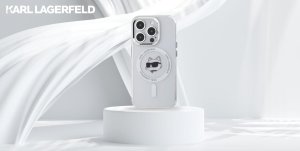 Karl Lagerfeld Karl Lagerfeld KLHMP15LHLSCHH iPhone 15   Pro 6.1" biały/white hardcase IML Metal Choupette Head MagSafe 9
