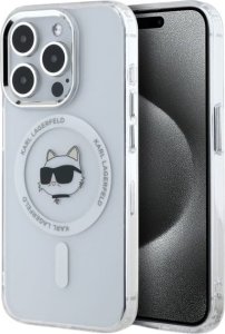 Karl Lagerfeld Karl Lagerfeld KLHMP15LHLSCHH iPhone 15   Pro 6.1" biały/white hardcase IML Metal Choupette Head MagSafe 10