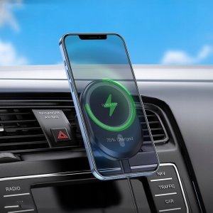 Ładowarka Borofone Ladetajs-turetajs auto BH201 Magsafe 15W melns magnetisks 4