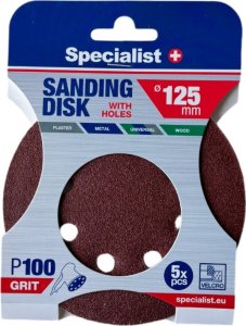 Specialist+ sanding paper with holes P100, 125 mm, 5 pcs. 1
