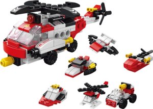 Kloksy Zestaw klocków helikopter czerwony 117el 2